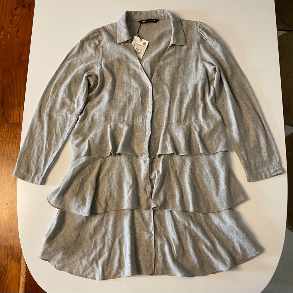NWT Zara linen look shirt/dress in SZ L